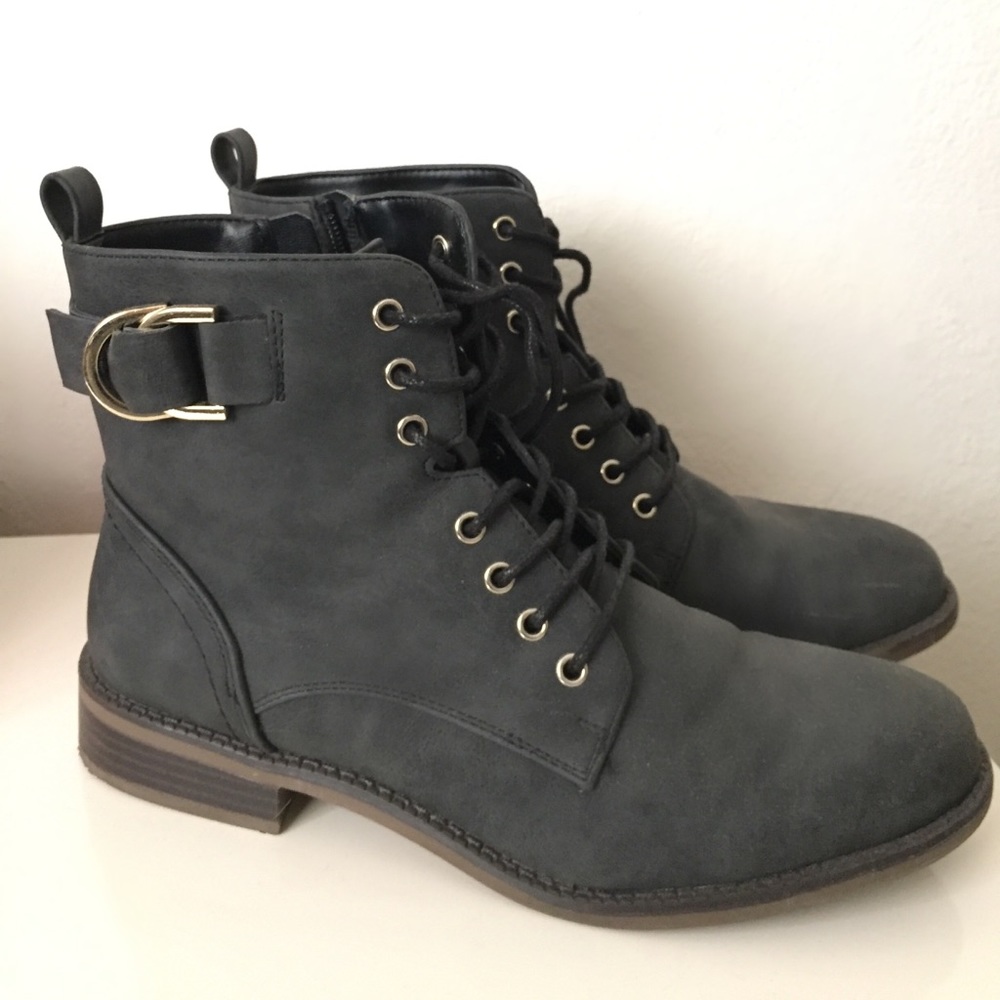 Dark Gray Lace Up Boots